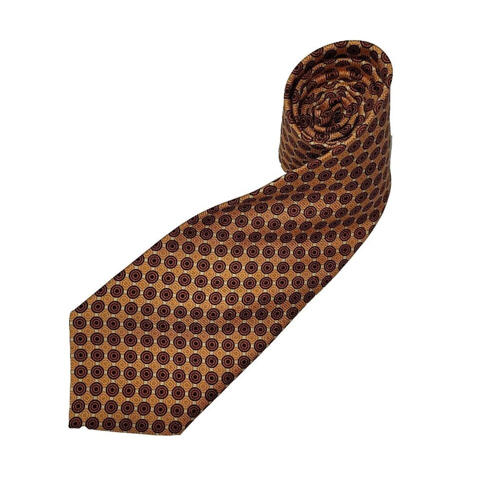 Bijoux Terner Tie Mens Necktie Orange All Over Print Circle Print Silk‎ Preppy
